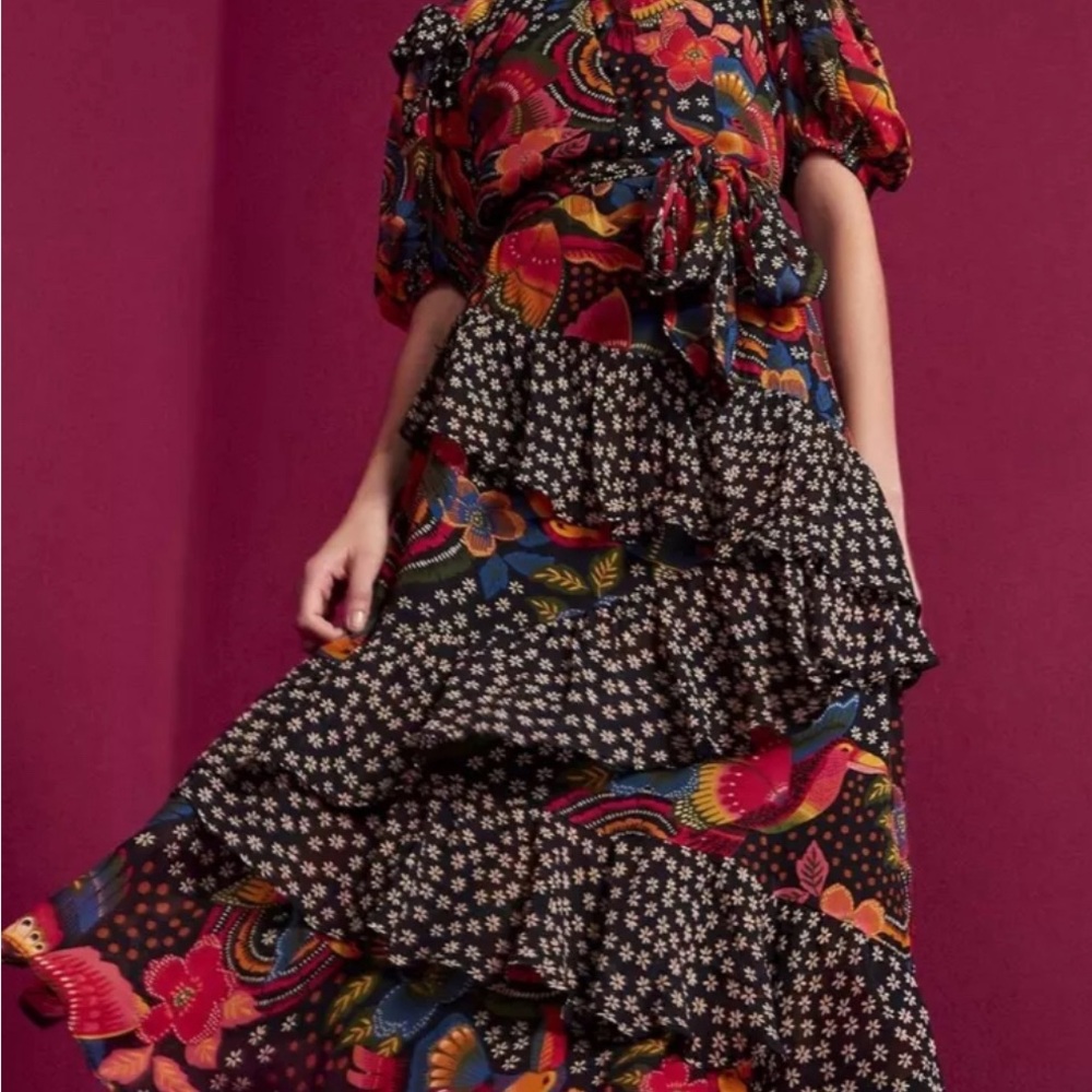 FARM Rio Floral Midi Dress - Black, Red, Blue, Yellow - Picture 6 of 8